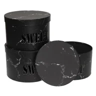 Opakowania i torebki na prezenty - Pudełko Flower Box 3szt Sweet czarny Rozette - miniaturka - grafika 1