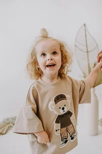 T-shirt oversize Tony Teddy beige - Koszulki dla chłopców - miniaturka - grafika 1
