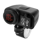 Części motocyklowe - Zasilacz Booster USB ze Wskaźnikiem Temperatury & Napięcia - miniaturka - grafika 1