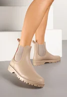 Kalosze damskie - Ciemnobeżowe Kalosze w Stylu Sztybletów Bellexia - miniaturka - grafika 1