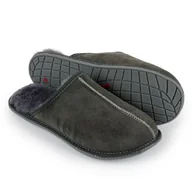Kapcie męskie - Kapcie Męskie skórzane szare wełniane r.45 - miniaturka - grafika 1