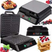 Gofrownice - Duża Gofrownica Na Cztery Gofry Mocna 1800W Czarna Adler Regulacja Temp - miniaturka - grafika 1