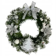 Ozdoby bożonarodzeniowe - Wieniec Bożonarodzeniowy Z Srebrny Wianek Świąteczny Na Drzwi 30 Cm Udekorowany - miniaturka - grafika 1