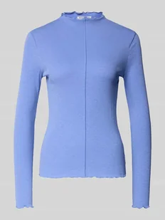 Bluzka z długim rękawem o kroju slim fit z mieszanki bawełny - Bluzki damskie - miniaturka - grafika 1