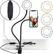 Selfie stick - Lampa Do Selfie Pierścieniowa Led Fotografii Elastyczny Statyw Czarna Zd67F - miniaturka - grafika 1