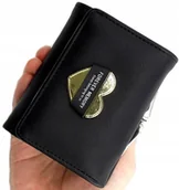 Portfele - damski skórzany portfel klasyczny mały z sercem - miniaturka - grafika 1