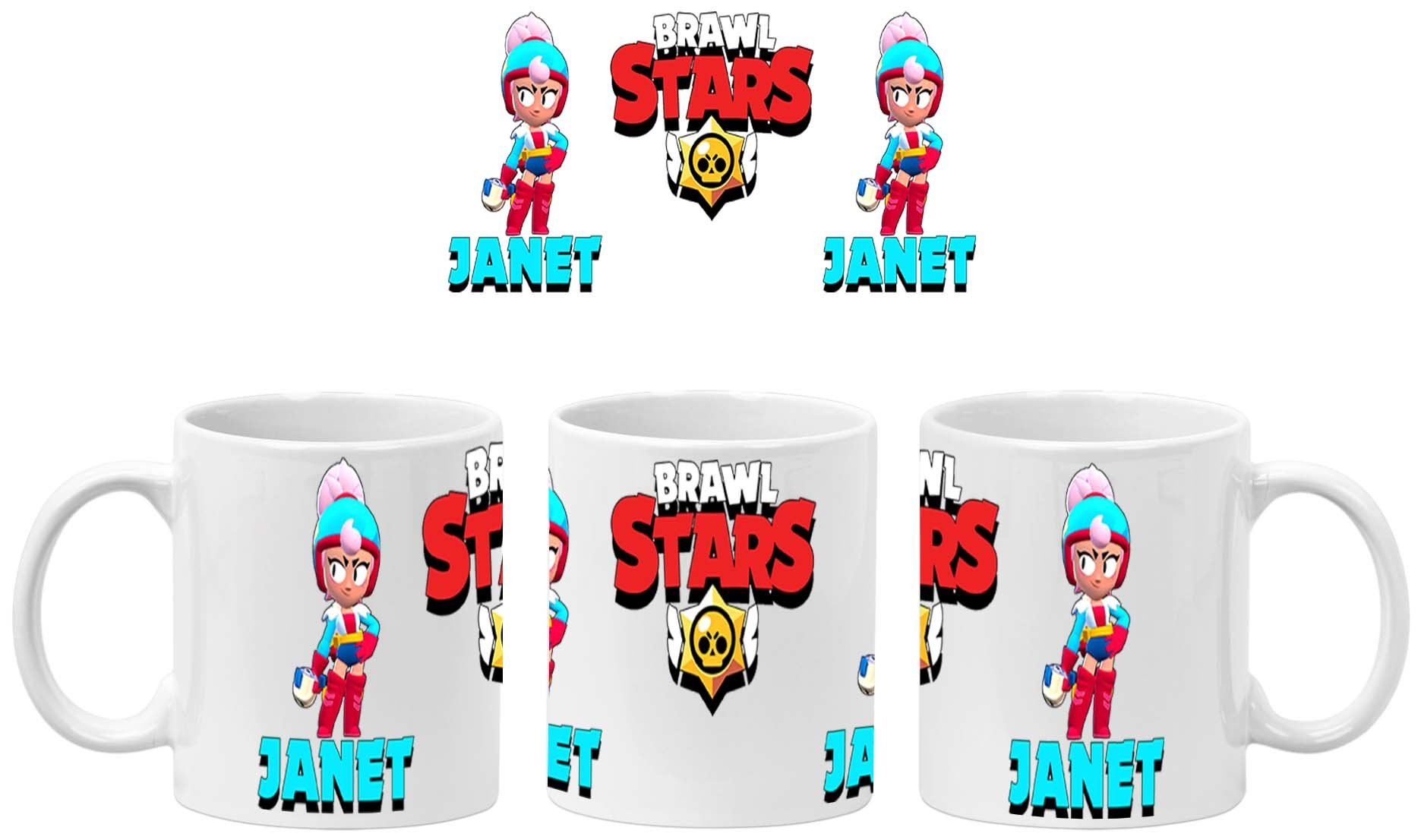 Janet Kubek Ceramiczny Prezent Tasse Mug Mug Brawl Stars Battle Arena Janet, Biały 330 ml