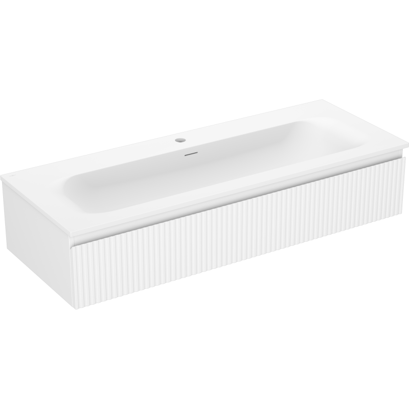 Mexen Rivel szafka łazienkowa 120 cm z umywalką Vela, 1 szuflada, ryflowana , biała mat - 91A20-12023-1-BF01-W23M01