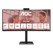 Monitory - AOC E4 CU34E4CW 34" UWQHD LED Czarny - miniaturka - grafika 1