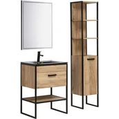 Meble łazienkowe - Zestaw Mebli do Łazienki Set 60 cm Brooklyn Comad Dąb Craft Złoty, Czarny - miniaturka - grafika 1