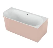 Wanny - Polimat Wanna narożna prawa Sola 170x75 cm owalna słodki róż syfon i przelew chrom 00687 - miniaturka - grafika 1