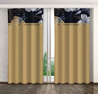 Zasłony - Zasłona gotowa na żabki, 160x250, karmelowa w kwiaty, ZMK-113 - miniaturka - grafika 1