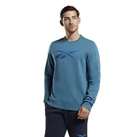 Bluzy męskie - Reebok Męska bluza z długim rękawem z logo, stalowa niebieska S23-R, XL, Steely Blue S23-r, XL - miniaturka - grafika 1