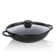 Patelnie - kela Patelnia wok 32 cm ze szklaną pokrywką ATURA, indukcja wok 4 litry, odlew aluminiowy powlekany ceramiką, bez PFS, czarna - miniaturka - grafika 1