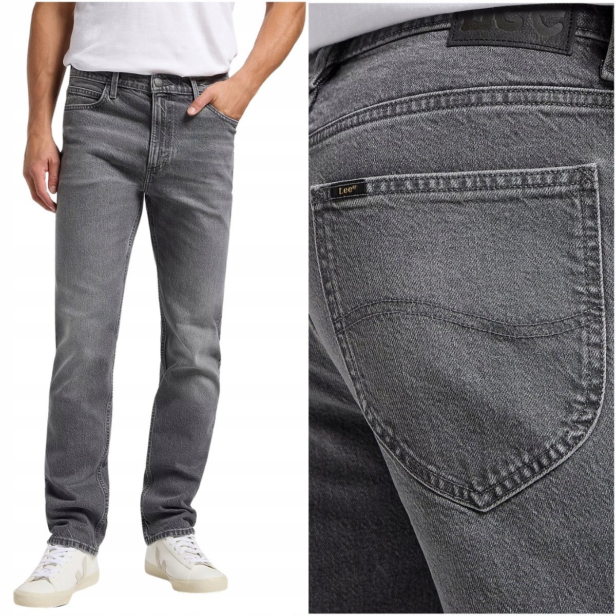 Lee WEST RELAXED Pavement luźne szare proste spodnie jeansowe W32 L32