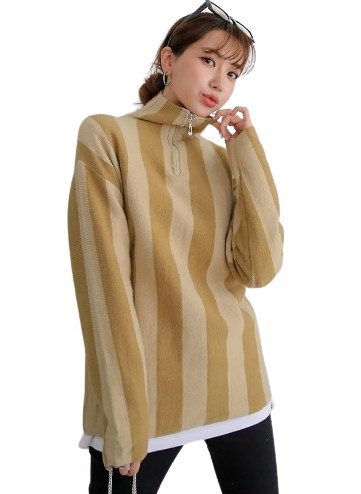 SWETER Z DŁUGIM RĘKAWEM W PASKI NA CO DZIEŃ XL ŁTN