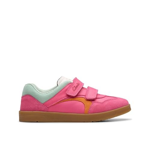 Clarks Skórzane buty dziecięce Disco Vibe w kolorze gorącego różu, Gorący róż, 7 UK