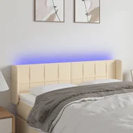 Inne meble do sypialni - vidaXL Zagłówek do łóżka z LED, kremowy, 147x16x78/88 cm, tkanina - miniaturka - grafika 1