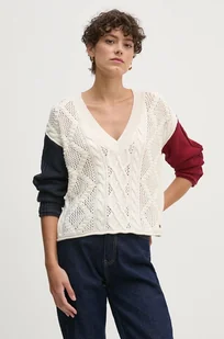 Pepe Jeans sweter HADA V-NECK damski kolor beżowy  PL702209 - Swetry damskie - miniaturka - grafika 1