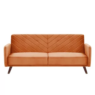 Beliani Sofa rozkładana welurowa pomarańczowa SENJA - Sofy i kanapy - miniaturka - grafika 1