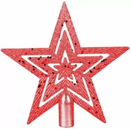 Ozdoby bożonarodzeniowe - Gwiazda choinkowa czerwona z brokatem - 1 szt. - miniaturka - grafika 1