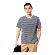 Koszulki sportowe męskie - Koszulka męska Lacoste Striped Heavy Cotton T-shirt White/Navy Blue XL - miniaturka - grafika 1