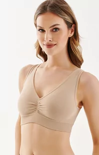 Bezszwowy top z marszczeniem beżowy Shape 1204, Kolor beżowy, Rozmiar L/XL, Gabriella - Primodo.com - Biustonosze - miniaturka - grafika 1