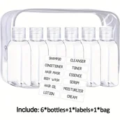 Pozostałe akcesoria kosmetyczne - TEMU 6 szt. 100 ml szczelne butelki podróżne, zatwierdzone przez TSA do toaletek, wielokrotnego użytku, łatwe do wyciskania i czyszczenia, butelki do - miniaturka - grafika 1