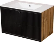 Szafki łazienkowe - Szafka łazienkowa z umywalką kolor czarny mat wisząca 80 cm Argento Gante - miniaturka - grafika 1