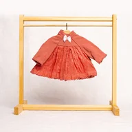 Lalki dla dziewczynek - Sukienka lniana dla laki boho 37 cm koralowa - miniaturka - grafika 1