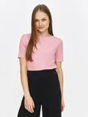 Koszulki i topy damskie - Jasnoróżowy top z krótkim rękawem - miniaturka - grafika 1