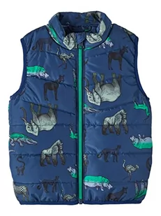 NAME IT Boy's NMMMYLANE kamizelka zwierzęta, niebieski Insignia Blue, 110, niebieski (Insignia Blue), 104 - Kurtki i płaszcze dla chłopców - miniaturka - grafika 1