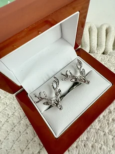 SPINKI DO MANKIETÓW jeleń poroże poroża dla myśliwych - Spinki do mankietów i krawatów - miniaturka - grafika 1