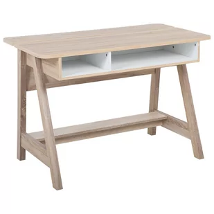 Beliani Biurko jasne drewno/białe 110 x 60 cm JACKSON - Biurka - miniaturka - grafika 1