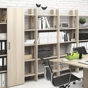 Regał biurowy wysoki krótki SOLID, 1250 x 400 x 1825 mm, naturalny dąb - Regały biurowe - miniaturka - grafika 4