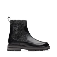Kozaki damskie - Clarks Prague Top K. Półdługie kozaki, czarna skóra, 30 EU, czarna skóra, 30 EU - miniaturka - grafika 1