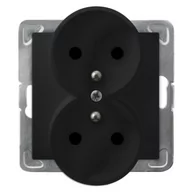 Gniazdka elektryczne - Ospel IMPRESJA Gniazdo podwójne z uziemieniem moduł bez ramki czarny metalik GP-2YRAZ/m/33 GP-2YRAZ/m/33 - miniaturka - grafika 1