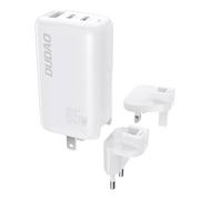 Ładowarki do telefonów - Dudao Dudao 3-portowa ładowarka GaN 3w1 (EU, US, UK) 2 x Typ C (PD) + USB (QC) 65W biała (A7PRO) - miniaturka - grafika 1