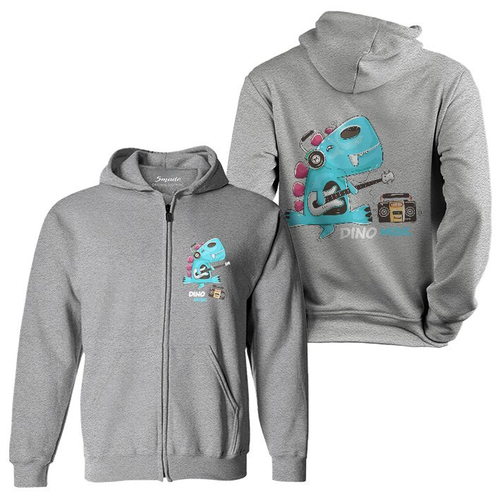 Bluza dziecięca rozpinana z kapturem muzykalny dinozaur 128 5made