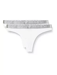 Majtki damskie - Emporio Armani Women's Iconic Mikrofiber Thongs Majtki Stringi (Paczka 2) Damskie, biały, S - grafika 1