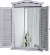 Lustra - Lustro ścienne Lustro łazienkowe Lustro łazienkowe okno z okiennicami, 71x46x5cm ~ shabby grey - miniaturka - grafika 1