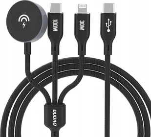 Dudao Kabel z ładowarką do Apple Watch Dudao A12Max+ PD 100W 3w1: USB-C Lightning 1,2m - czarny - Kable USB - miniaturka - grafika 1