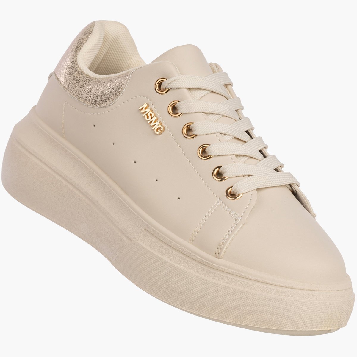 Sneakersy Damskie Ekoskóra Buty Na Platformie Półbuty Beżowe MSMG Beżowy 36