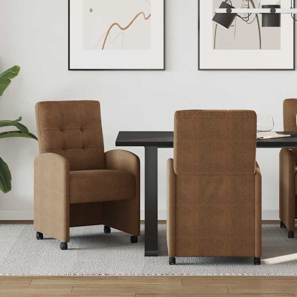 vidaXL Krzesła jadalne 2 pcs Brązowy 57 x 67 x 98 cm zamsz