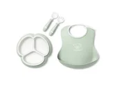 Zestawy naczyń dla dzieci - BABYBJORN - Zestaw do karmienia Mealtime - Powder Green one size - miniaturka - grafika 1