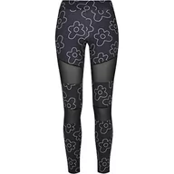 Legginsy - Urban Classics Damskie legginsy Tech Mesh AOP, legginsy damskie, dostępne w wielu różnych kolorach, rozmiary od XS do 5XL, czarny kwiat, XS - miniaturka - grafika 1