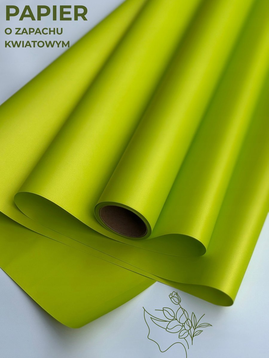 Papier florystyczny do pakowania satynowy 50cmX9m Limonka