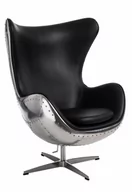 Fotele - D2.Design Fotel Jajo aluminium czarne PU 78293 - miniaturka - grafika 1