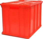Pojemniki przemysłowe - Artech Pojemnik transportowy EURO 410 z pokrywą, dno i ścianki pełne wym. 600 x 400 x 410 mm czerwony - miniaturka - grafika 1
