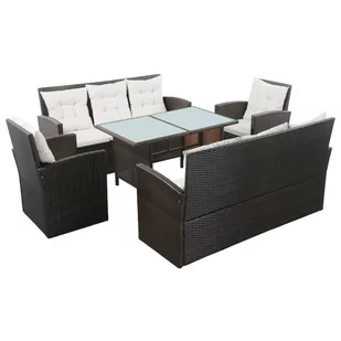 vidaXL 5 częściowy zestaw mebli do ogrodu poduszki rattan PE brązowy 43973 43973 - Meble ogrodowe - miniaturka - grafika 1